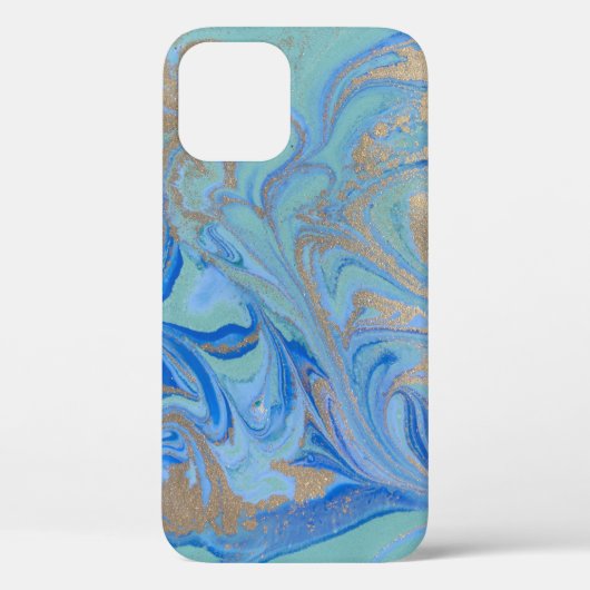Coques Case-Mate iPhone Texture d'aquarelle liquide en or bleu (Verso)