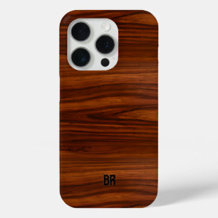 Coque iPhone 15 Pro Texture de bois d'acajou marron marron