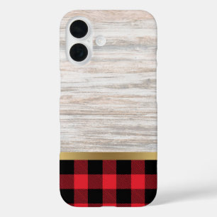 Coques iPhone 16 Texture de bois naturel et carreau de bœuf