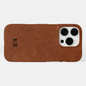 Coques Case-Mate iPhone Texture de cuir marron masculin (Verso (horizontal))