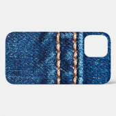 Coques Case-Mate iPhone Texture de denim bleu avec couture, Jeans (Verso (horizontal))
