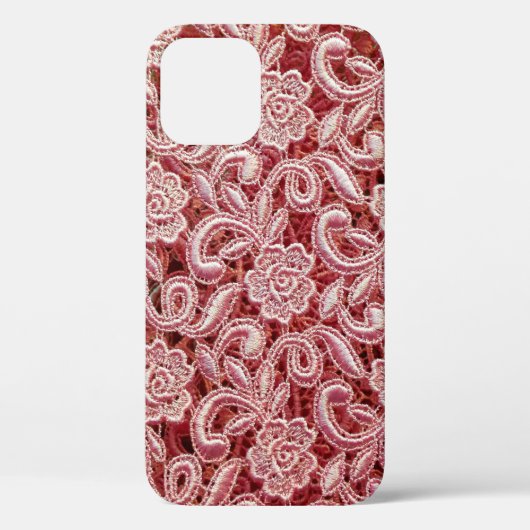 Coques Case-Mate iPhone Texture de dentelle rose fine avec vin magnifique (Verso)