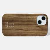 Coques Case-Mate iPhone Texture de faux bois marron Monogramme (Verso (horizontal))