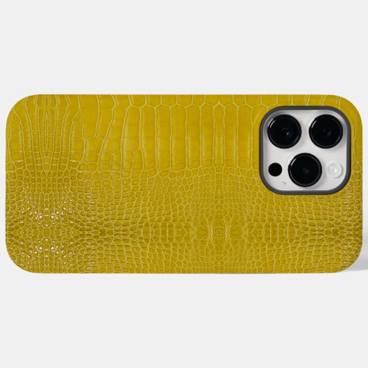 Coques Case-Mate iPhone Texture de l'alligator jaune (Verso (horizontal))