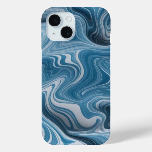 Coques Case-Mate iPhone Texture de Marbre blanc bleu Abstrait 3D (Verso)