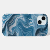 Coques Case-Mate iPhone Texture de Marbre blanc bleu Abstrait 3D (Verso (horizontal))