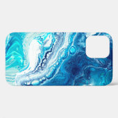 Coques Case-Mate iPhone Texture de marbre liquide bleu (Verso (horizontal))