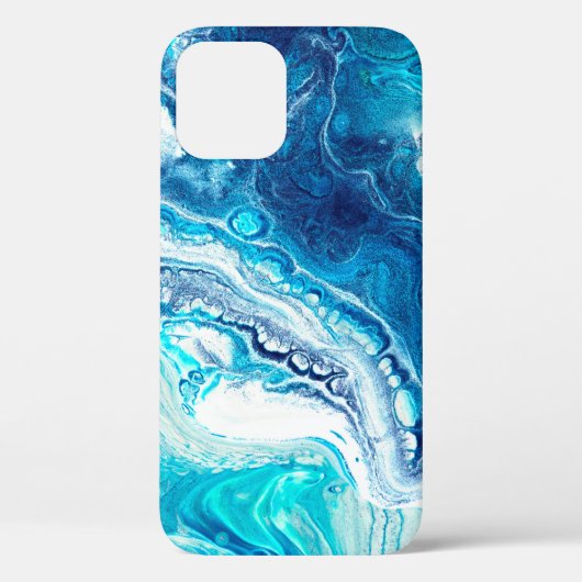 Coques Case-Mate iPhone Texture de marbre liquide bleu (Verso)
