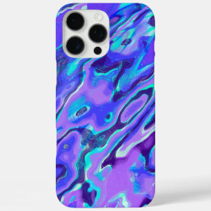 Coques iPhone 16 Pro Max Texture de marbre néon violet peinture liquide abs