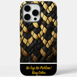 Coques iPhone 16 Pro Max Texture de motif de peau de serpent noir et or élé