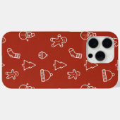 Coques Case-Mate iPhone Texture de Noël rouge avec éléments de fête (Verso (horizontal))