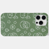 Coques Case-Mate iPhone Texture de Noël vert avec des éléments festifs (Verso (horizontal))