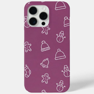 Coque iPhone 15 Pro Max Texture de Noël violet avec des éléments festifs