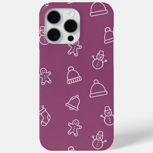 Coques Case-Mate iPhone Texture de Noël violet avec des éléments festifs (Verso)