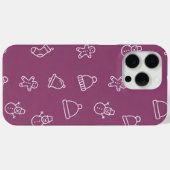 Coques Case-Mate iPhone Texture de Noël violet avec des éléments festifs (Verso (horizontal))