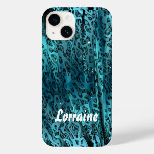 Coque Pour iPhone 14 Texture de soie bleue