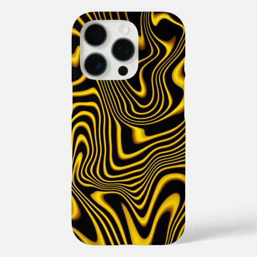 Coques Case-Mate iPhone Texture de tourbillons noir jaune or (Verso)