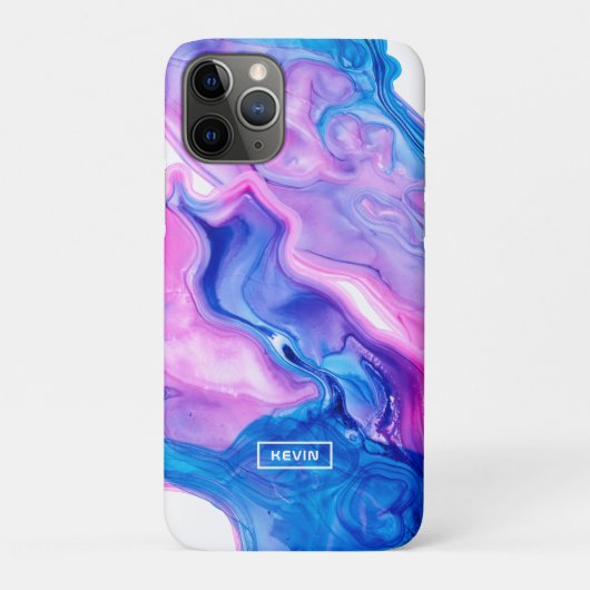 Coques Case-Mate iPhone Texture d'encre bleu rose et violet (Dos)
