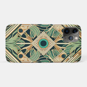 Coques Case-Mate iPhone Texture des plumes abstraites or et vert paon (Dos (Horizontal))