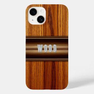 Coque Pour iPhone 14 Texture en bois élégant avec ornements en laiton