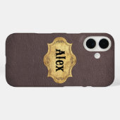 Coques Case-Mate iPhone Texture en cuir avec Badge Grunge (Verso (horizontal))
