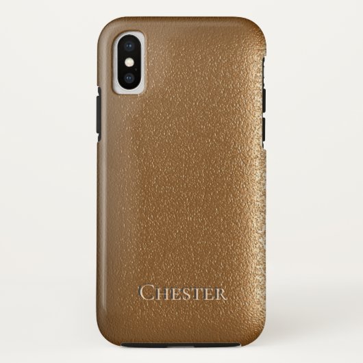 Coques Case-Mate iPhone Texture en Cuir Brown Personnalisée (Dos)