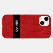 Coques Case-Mate iPhone Texture en lin rouge avec nom personnalisé (Verso (horizontal))