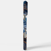 Coques Case-Mate iPhone Texture en marbre 3D Deep Blue Gold Swirl, (Verso / Droite)