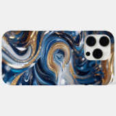 Coques Case-Mate iPhone Texture en marbre 3D Deep Blue Gold Swirl, (Verso (horizontal))