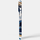 Coques Case-Mate iPhone Texture en marbre 3D Deep Blue Gold Swirl, (Verso / Gauche)