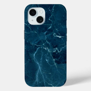 Coque Pour iPhone 15 Texture en marbre bleu marine