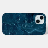Coques Case-Mate iPhone Texture en marbre bleu marine (Verso (horizontal))