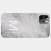 Coques Case-Mate iPhone Texture en marbre gris monogramme (Dos (Horizontal))