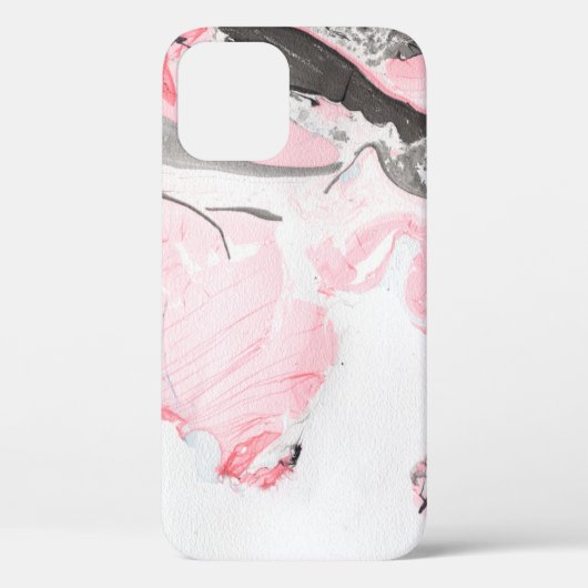 Coques Case-Mate iPhone Texture en marbre rose et noir. Main dessinée (Verso)