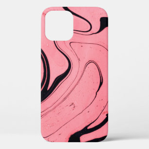 Case-Mate iPhone Case Texture en marbre rose et noir. Peint à la main