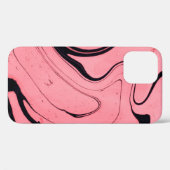 Coques Case-Mate iPhone Texture en marbre rose et noir. Peint à la main (Verso (horizontal))