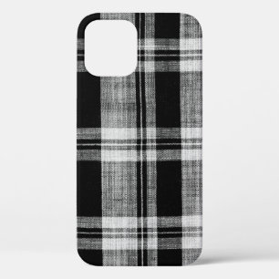 Case-Mate iPhone Case Texture en tissu blanc et noir à damiers plaid pou
