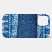 Coques Case-Mate iPhone Texture en tissu de jean denim bleu (Verso (horizontal))