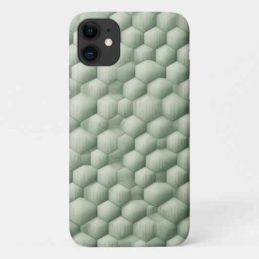 Coques Case-Mate iPhone Texture géométrique hexagonale 3D moderne - Sauge (Dos)