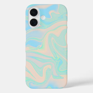 Coques iPhone 16 Texture iridescente holographique fausse liquide