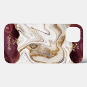 Coques Case-Mate iPhone Texture Marbre Burgundy Or Brun Blanc Froid (Verso (horizontal))