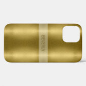 Coques Case-Mate iPhone Texture métal or brillant avec nom personnalisé (Verso (horizontal))