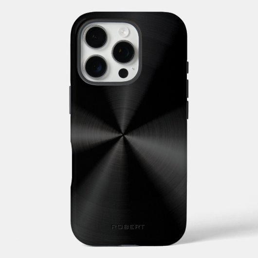 Coques Case-Mate iPhone Texture métallique noire aspect acier inoxydable (Verso)