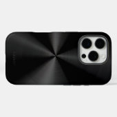 Coques Case-Mate iPhone Texture métallique noire aspect acier inoxydable (Verso (horizontal))