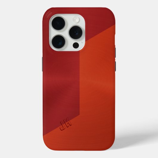 Coques Case-Mate iPhone Texture métallique rouge foncé et orange, Monogram (Verso)