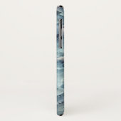 Coques Case-Mate iPhone Texture moderne bleu-gris tendance en faux marbre (Dos/Gauche)