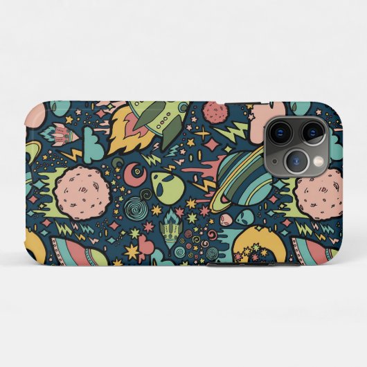 Coques Case-Mate iPhone Texture Motifs Aliens Rockets Space (Dos (Horizontal))