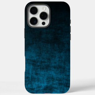 Coques iPhone 16 Pro Max Texture Ombrée Grunge Noir et Sarcelle