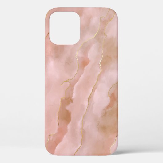 Coques Case-Mate iPhone Texture or en marbre rose liquide (Verso)