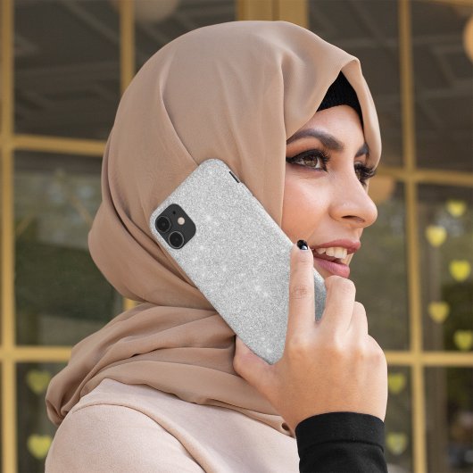 Coques Case-Mate iPhone Texture Parties scintillant argent blanc brillant